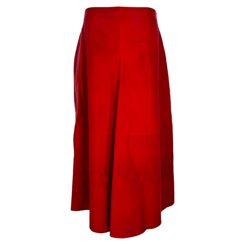 Jil Sander Maxi Skirt in Red Leather